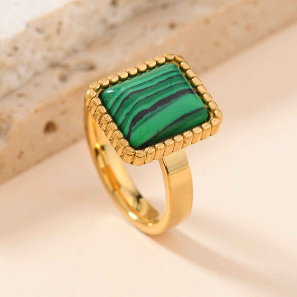 Europa y los Estados Unidos acero inoxidable transfronterizo joyería de fundición punto de onda rectangular anillo de piedra natural anillo de moda fabricantes de anillos de pareja image 8
