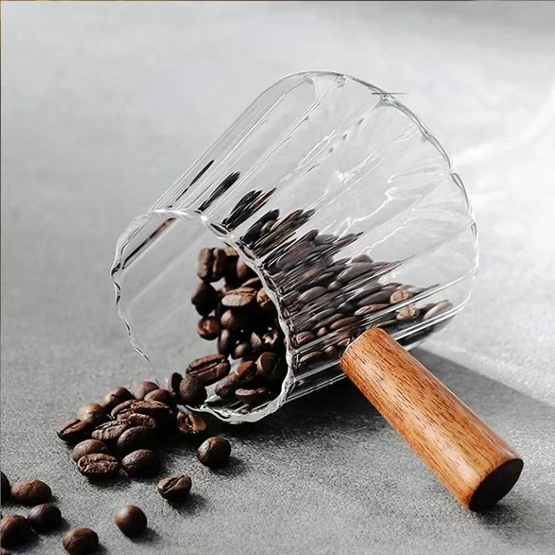 耐高温侧木把手带刻度小奶盅 高硼硅玻璃咖啡具量杯 简约加厚奶罐|undefined
