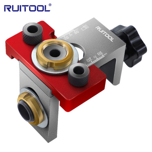 Three-in-one straight hole punching locator, round wood tenon connector, hole opener, panel furniture, multifunctional punching tool