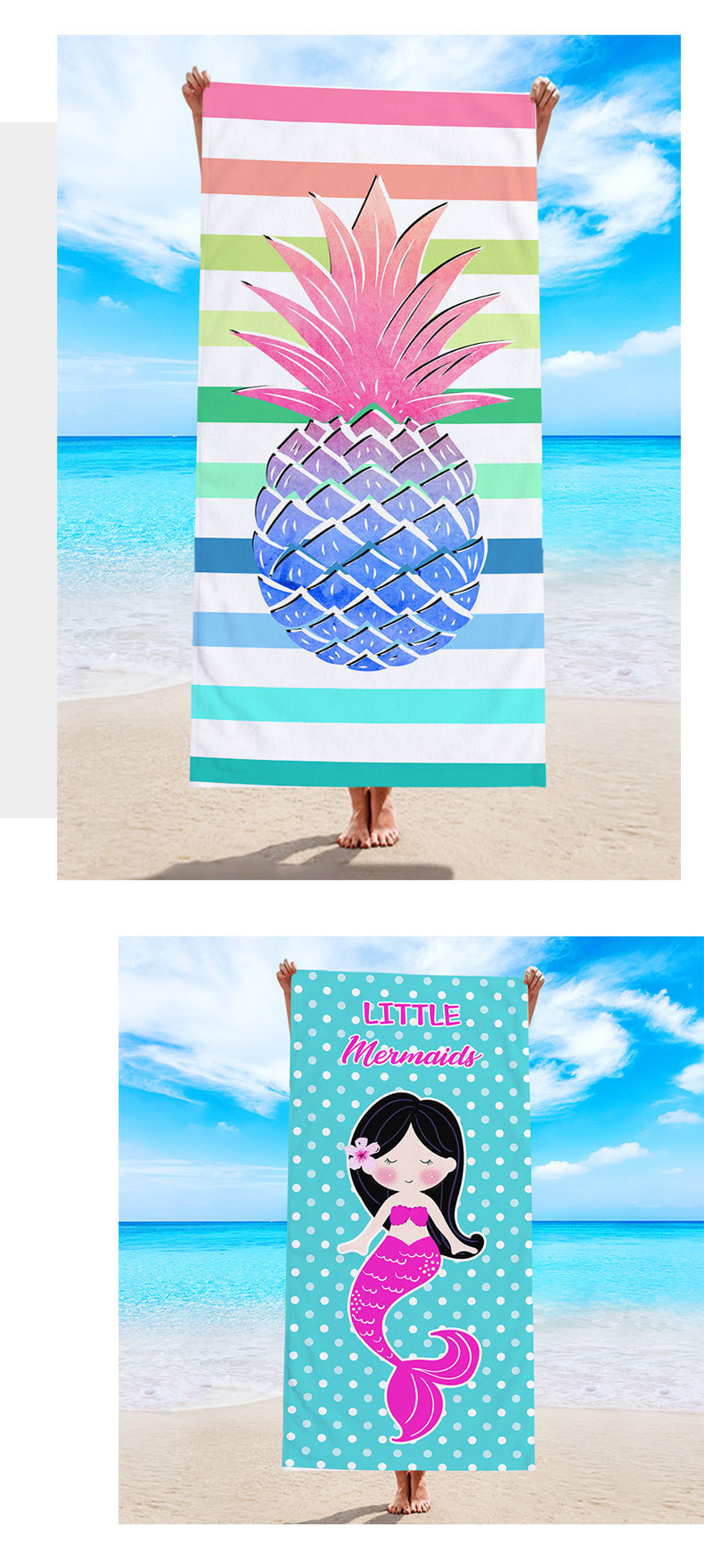 Vacation Stripe Coconut Tree Fruit Beach Towels display picture 3