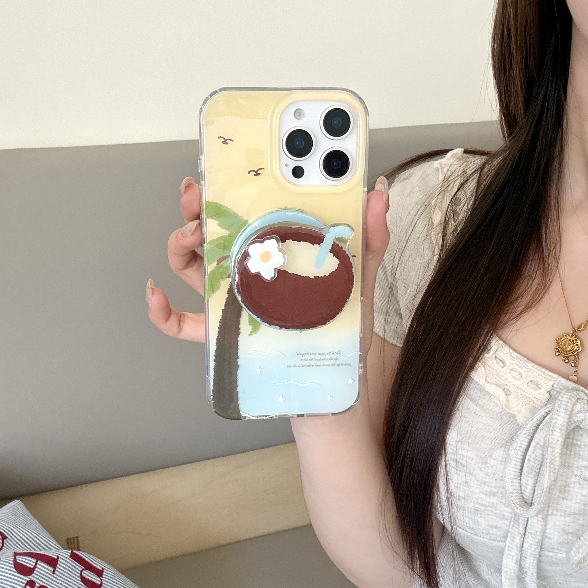 Coco de la isla floreciente en verano para Apple 16ProMax funda para teléfono móvil 15Pro atracción magnética 14/13 celebridad neta 15PM