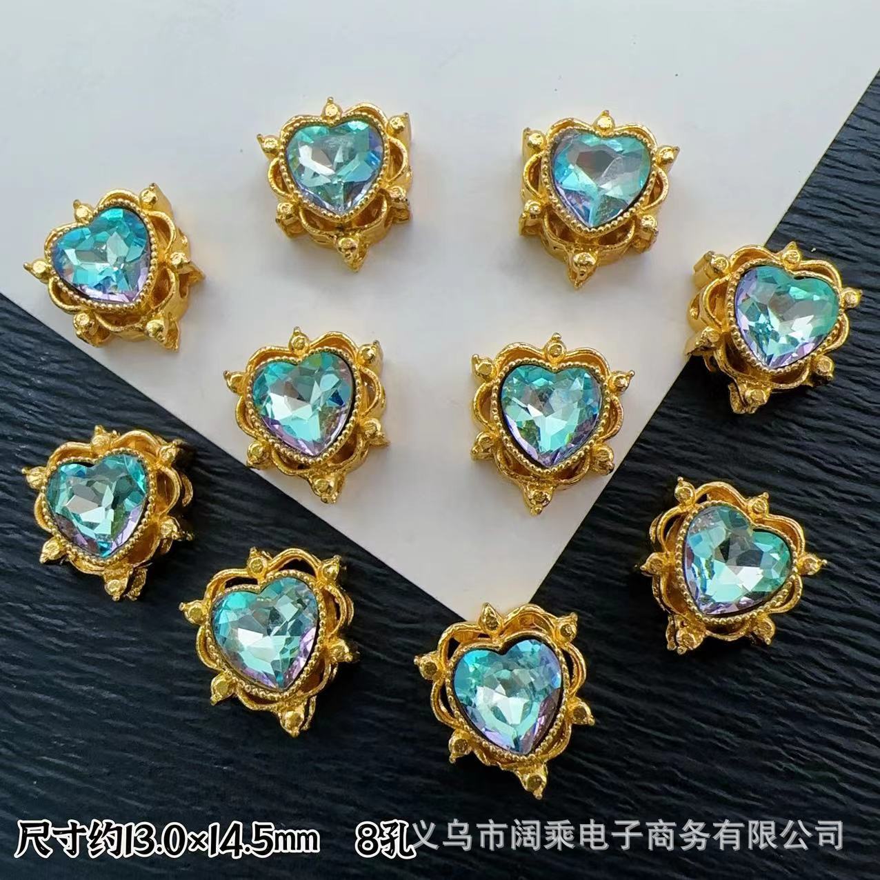 マイクロ象嵌ジルコニウムダイヤモンドマルチカラーピーチハートラブ8穴ビーズリング表面DIYビーズブレスレットネックレスジュエリーアクセサリー