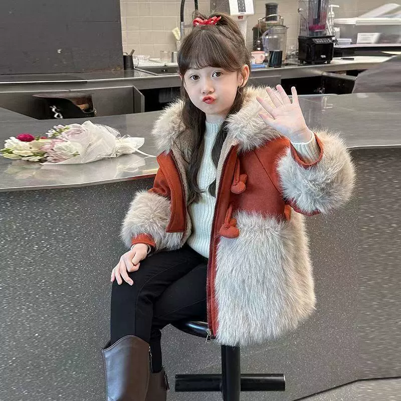 Winter warm sweater, children's down jacket with hood