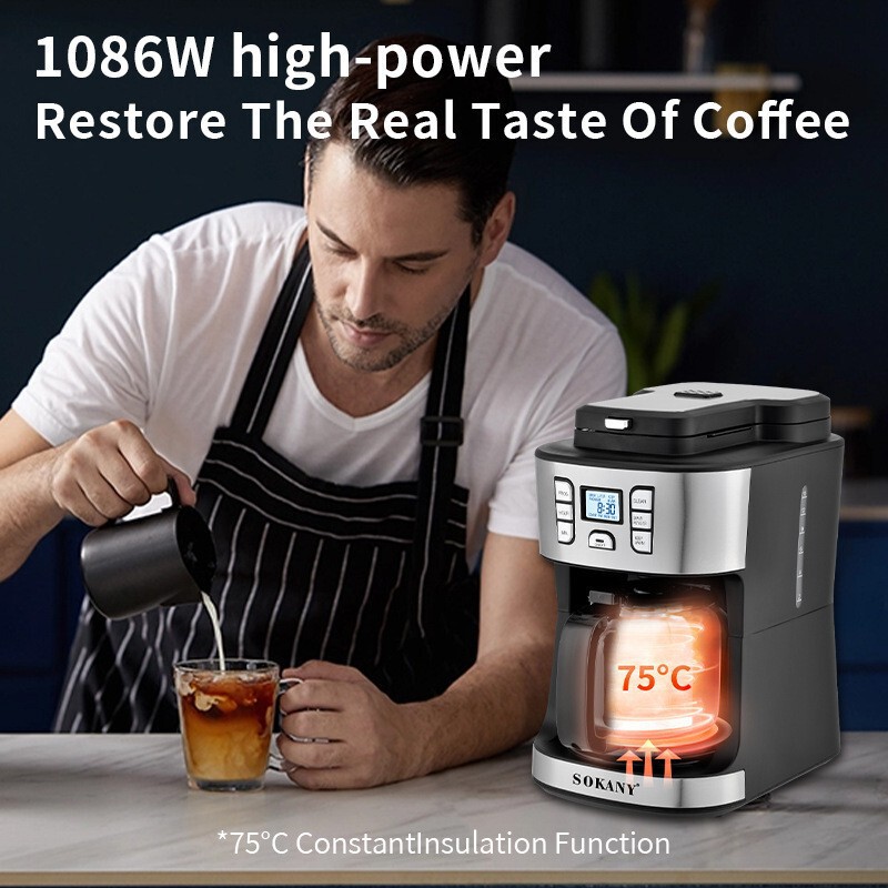 LED screen displays a fully automatic coffee machine, an American-style brewing smart coffee machine, and a complete set of grinding equipment for office use LED screen displays a fully automatic coffee machine, an American-style brewing smart coffee machine, and a complete set of grinding equipment for office use