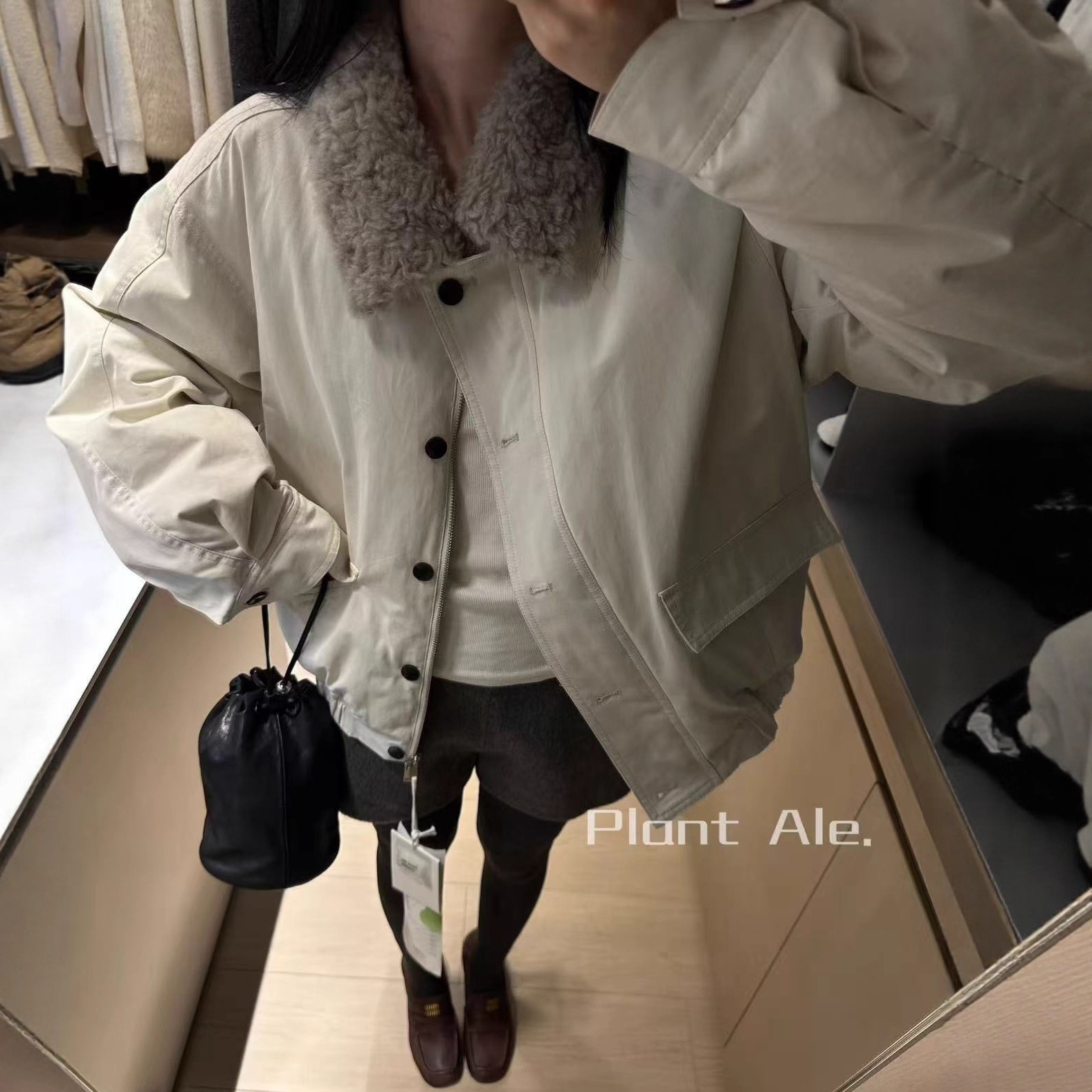 2025 Autumn/Winter Hungarian Hordobaji White Goose down Parka Women's Workwear Style Wool Collar down Jacket