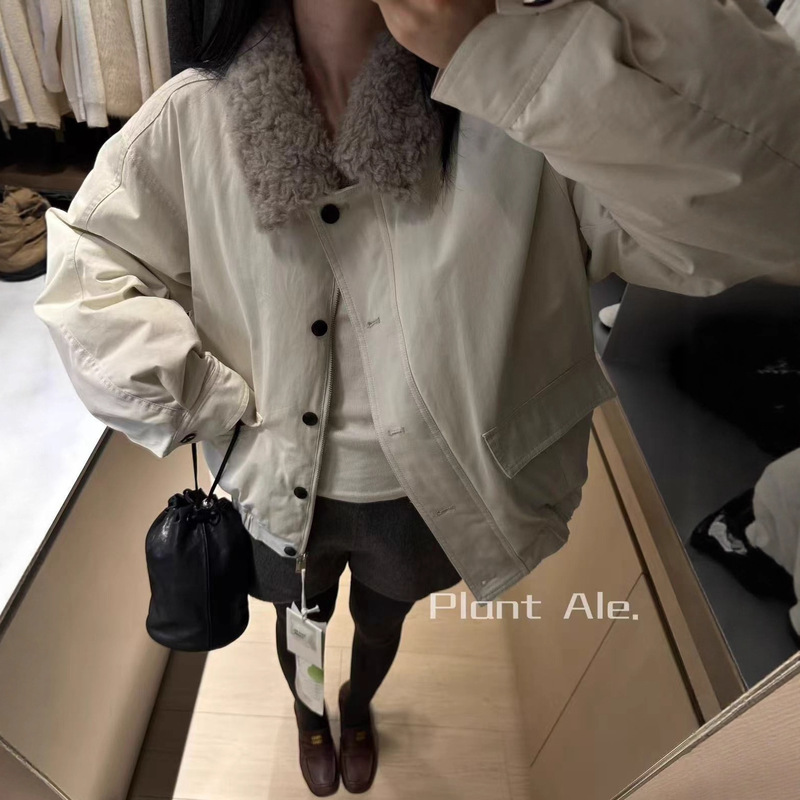 2025 Autumn/Winter Hungarian Hordobaji White Goose down Parka Women's Workwear Style Wool Collar down Jacket