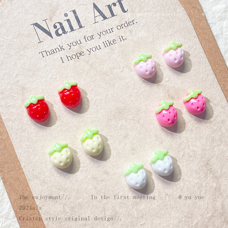 Summer New Oil Dripping Fruit Food Toy DIY Artificial Strawberry Handmade DIY Cream Glue Resin Cartoon Nail Art Jewelry