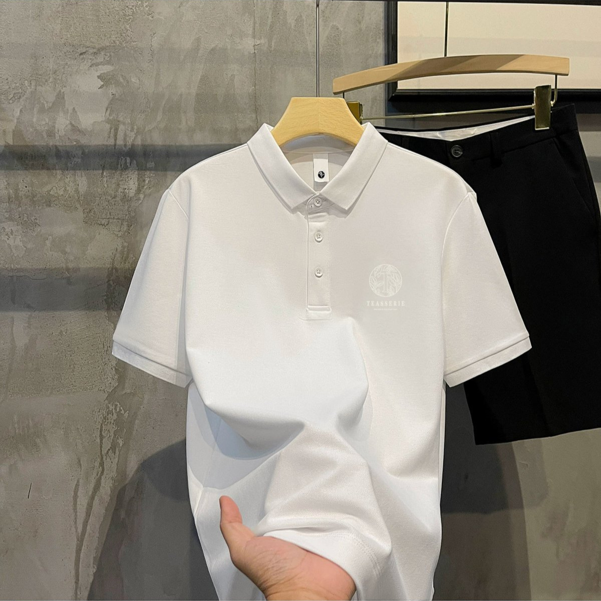 Summer New American Style Retro Abstract Printed Lapel Polo Shirt Men's Distinctive and Handsome Casual All-Match Paul Top