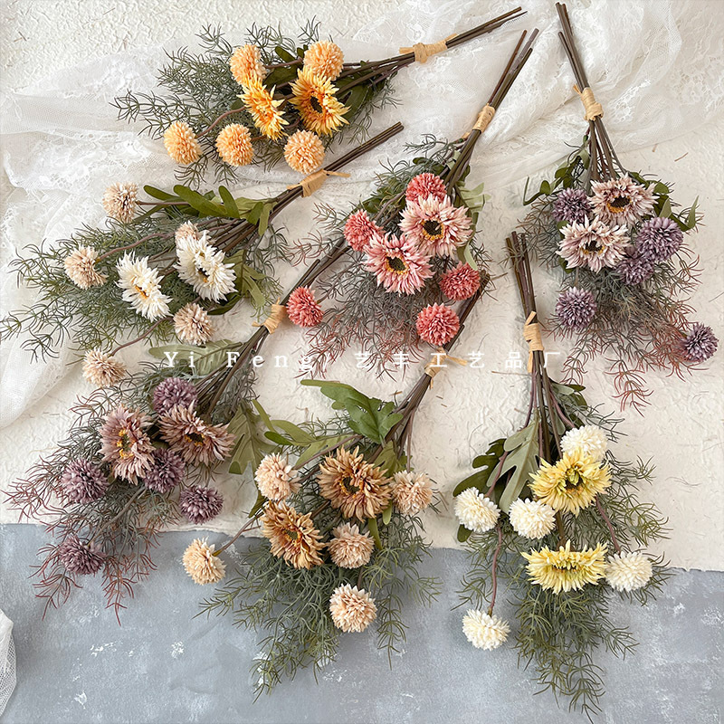 蒲公英手捧花小手扎仿真花束插花假花婚慶仿真花裝飾花婚慶用花