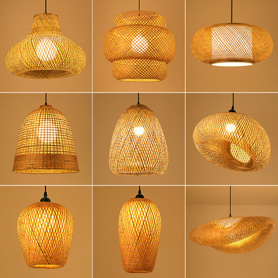 Bamboo Chandelier Chinese Zen Tea Room Lamp Southeast Asian Restaurant Hotel B&B Style Bamboo Hot Pot Lamps