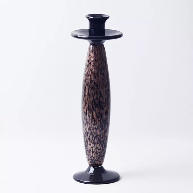 手工琉璃黑金烛台家居艺术摆件客厅桌面工艺品卧室玄关装饰玻璃