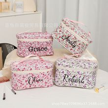 热销碎花翻盖八角化妆包多颜百搭旅行收纳化妆品洗漱便携式化妆包