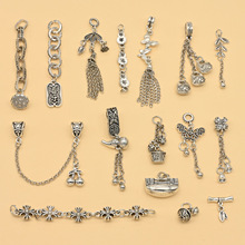 古银色配件民族风蝴蝶葫芦流苏挂件diy编绳饰品配件水晶手串配饰