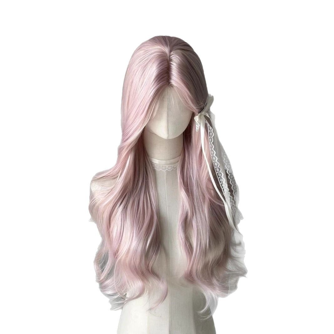 Connie perika [Rose Pink] Rano proljeće Puna glava Duga kovrčava kosa Sanjiva ružičasta Prirodna voluminozna grupa djevojaka