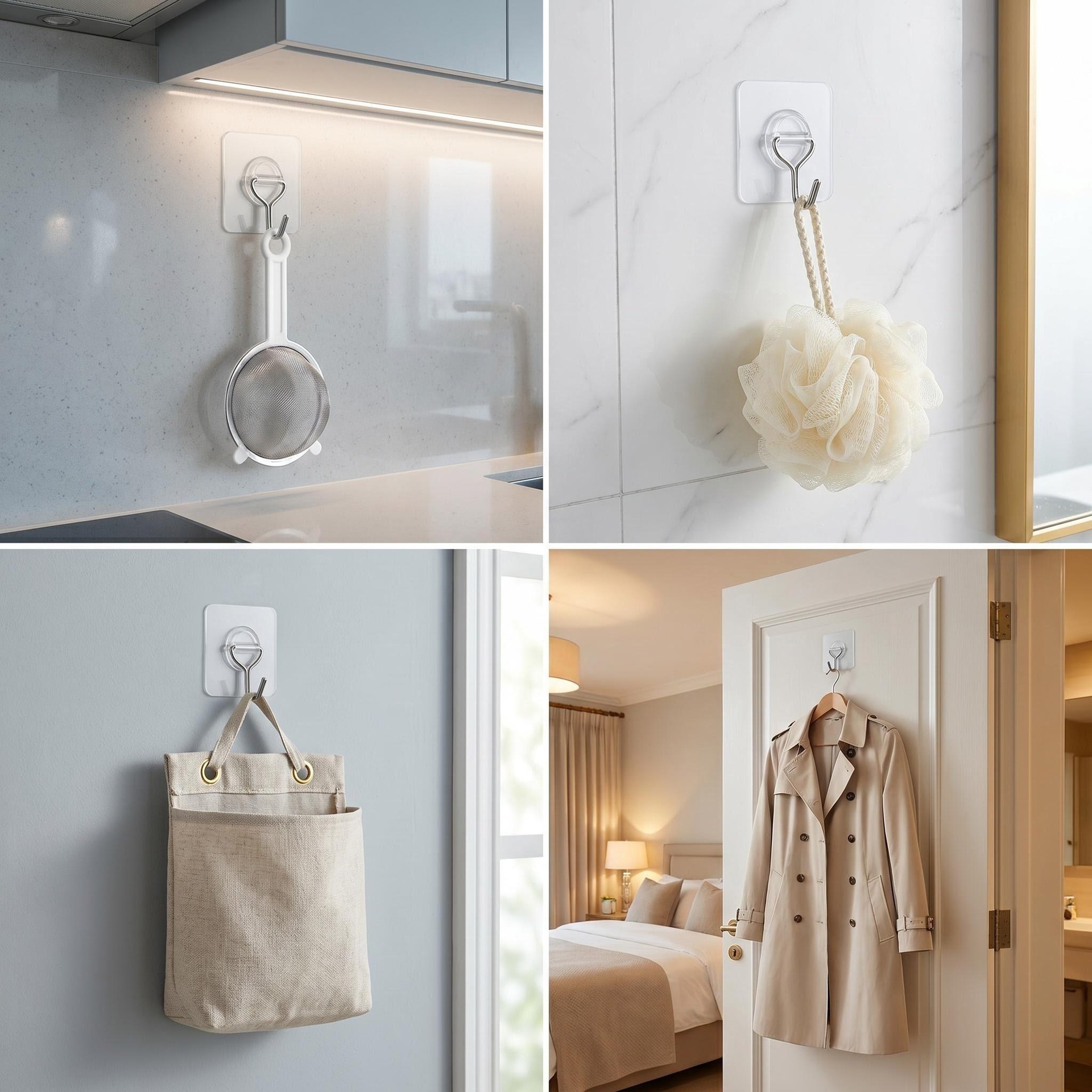 Gancho adhesivo de pared sin perforaciones de acero inoxidable 304 para colgar cuadros