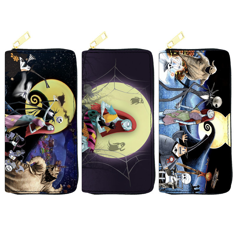 Spot European and American Christmas Night PU Wallet Ladies Long Zipper Bag Single Pull Bag Cosmetic Bag Factory Yiwu