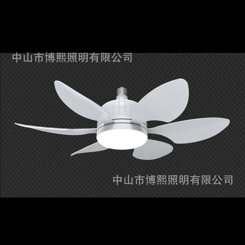 国境を越えたシャンデリアLEDプラグ風葉E27E26ファンランプ多機能三色調光寝室リビングファンランプ|undefined