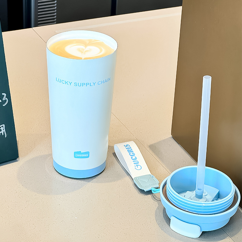 ドーパミンダブルドリンクコーヒーカップセラミックライナー魔法瓶カップ高価値女の子ポータブルウォーターカップステンレス鋼ストローカップ|undefined