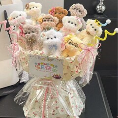 ツイストかわいい手作り子犬の人形の花束完成品クリエイティブ誕生日プレゼント女の子女の子が親友を卒業させた