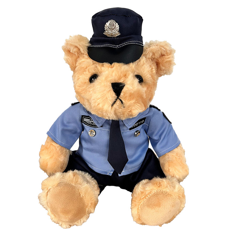 Oso de peluche de policía, muñeco de policía de tráfico con uniforme, oso de peluche con uniforme de oficial de policía, muñeco de motocicleta, muñeco de oficial de policía