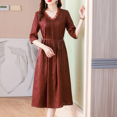 summer 2023 new pattern middle age mom Red Cloud V. grace Self cultivation Dress