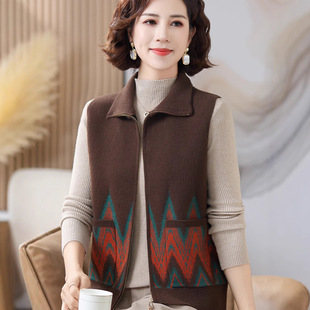 Mom's Autumn Vest Stylish Double-Sided Neoni Top Middle-Aged and Elderly Women's Autumn and Winter Woolen Ware Ware Ware Ware Ware Ware Vest suit