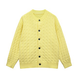 2026秋季韩系风黄色长袖针织开衫宽松圆领青少年运动透气上衣，男装针织衫/毛衣，星座614