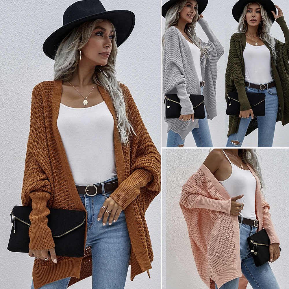Amazon independent foreign trade autumn and winter knitted long cardigan fashion casual loose OL temperament women's sweater