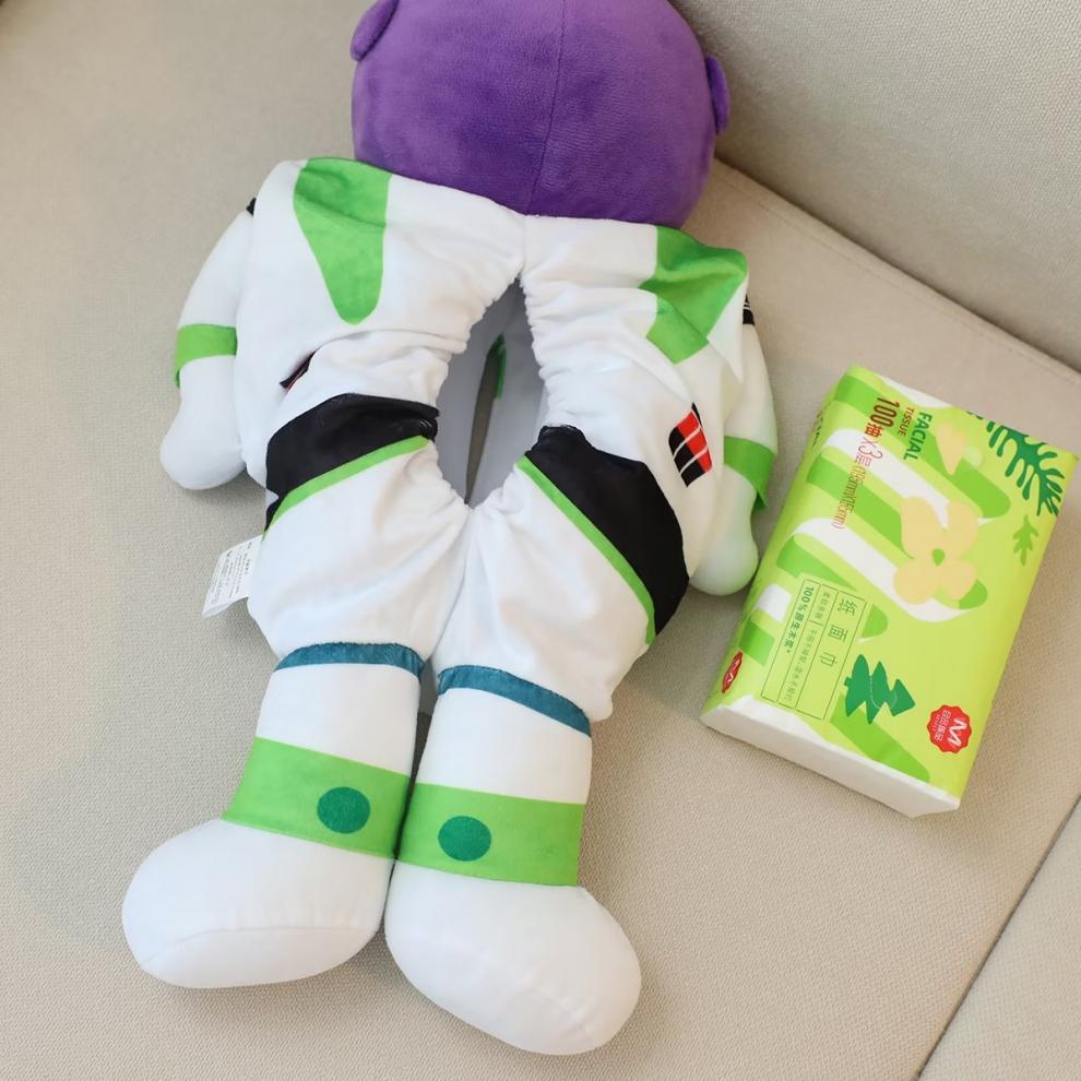Cute Cartoon Buzz Lightyear Tissue Holder Car-Mounted Hanging Tissue Cover Car Interior Decoration Plush Tissue Dispenser
