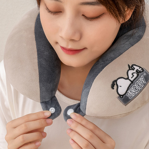 Official Snoopy Snoopy embroidered pp cotton u-shaped pillow portable aircraft neck protector travel pillow neck pillow