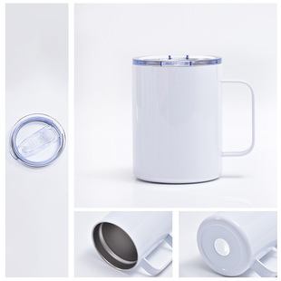 Sublimation white mug 304 stainless steel vacuum cup double-layer Cup with handle car water Cup wholesale