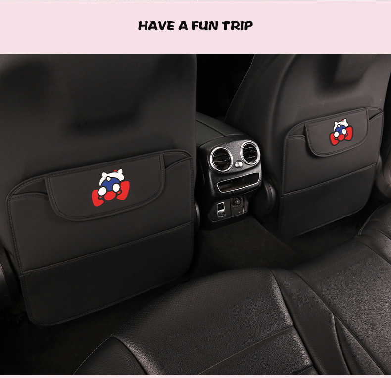Casual Ladies Cute Cartoon Car Seat Back Anti-Kick Pad Car Rear Seat Back Anti-Fouling Pad with Storage