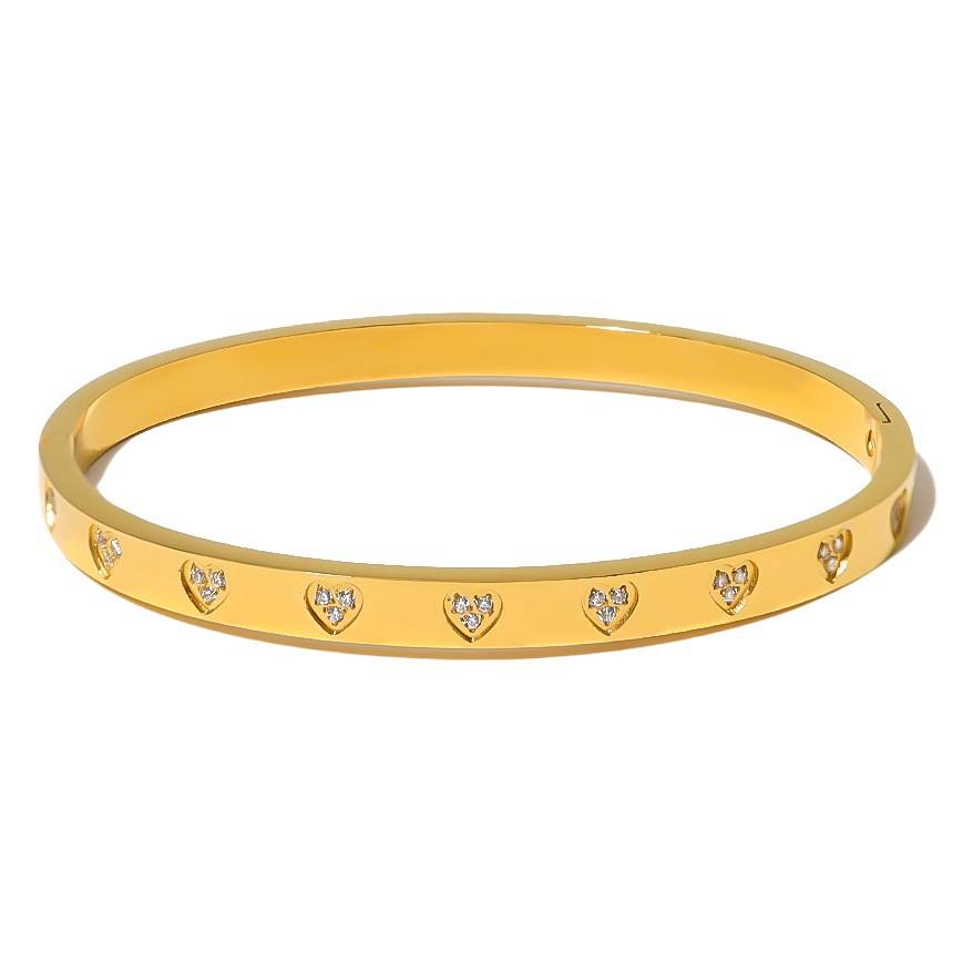 Europa y América popular INS estilo melocotón corazón amor pulsera color-Retención impermeable 18K oro real electrochapado pulsera anti-alergia