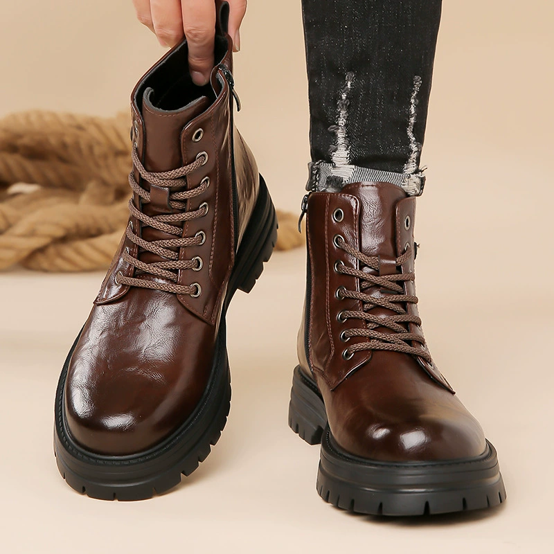 Martens‑style ankle boots, British/English look with side zipper, mid‑length low boots