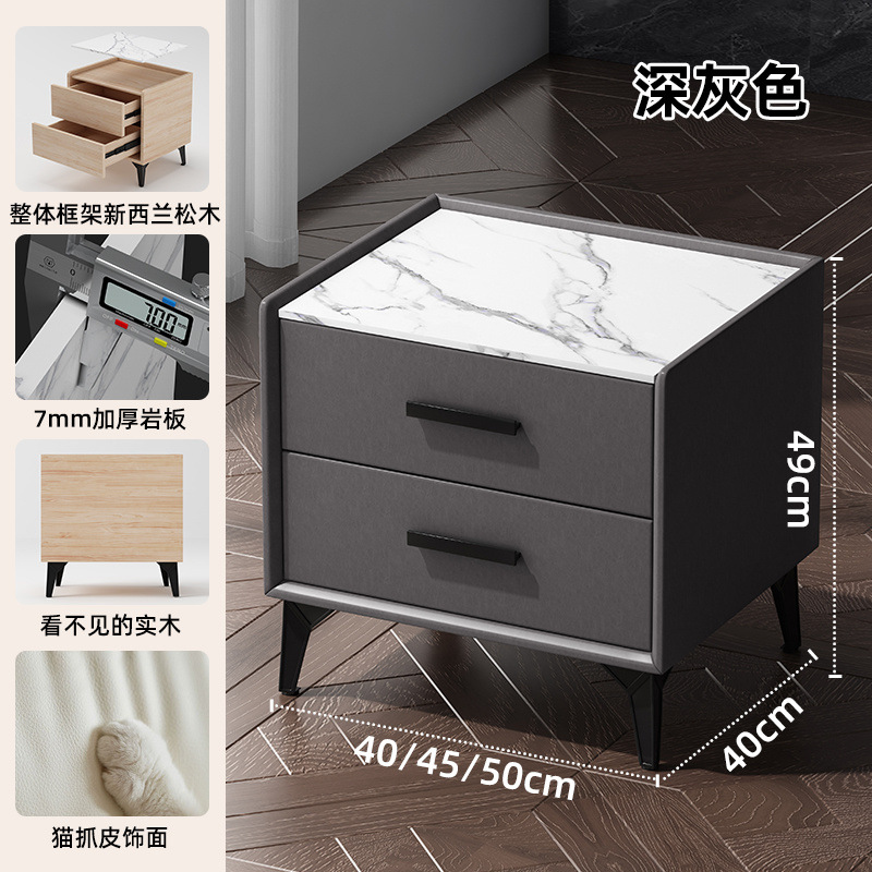 Mesa de cabezal de cama de madera sólida de corteza de roca simple gabinete de lado de la cama moderno pequeño gabinete de lujo pequeño almacenamiento dormitorio doméstico