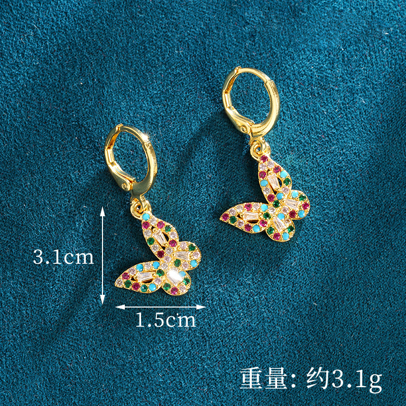 Nuevo collar de oro de arena vietnamita, temperamento de todo fósforo, pendientes de mariposa de cristal con incrustaciones de diamantes, joyería ligera y lujosa que no se desvanece durante mucho tiempo