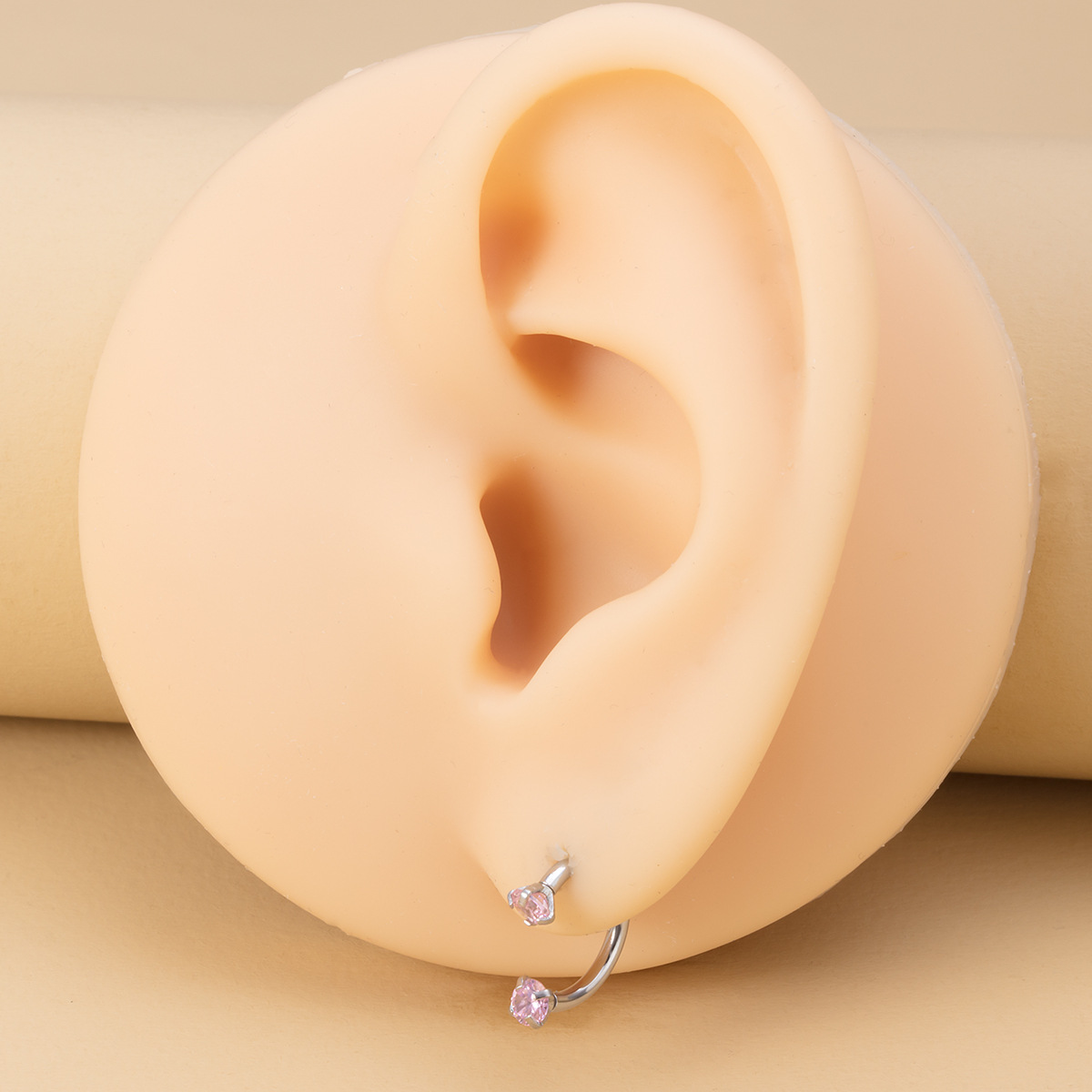 Simple Style U Shape Stainless Steel Inlay Zircon Eyebrow Nails 5 Pieces