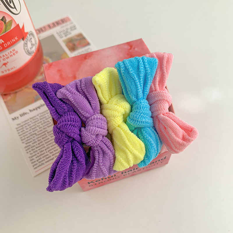 Colorido arco cuerda de pelo de las mujeres de alta elástico durable cuerda de pelo lazo de pelo de alta Cola de Caballo banda de goma bola cabeza lindo anillo de pelo