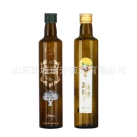 Прозрачная стеклянная бутылка для оливкового масла, бутылка для масла камелии, темно-зеленая стеклянная бутылка для масла, 500 мл, квадратная бутылка для кунжутного масла