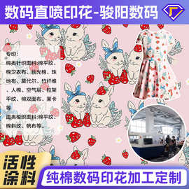 卫衣棉布空气层面料活性数码印花加工 莱卡莫代尔数码直喷印花