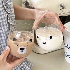 高颜值小众大肚杯少女生甜酒杯家用玻璃杯咖啡杯子小兔玻璃水杯子