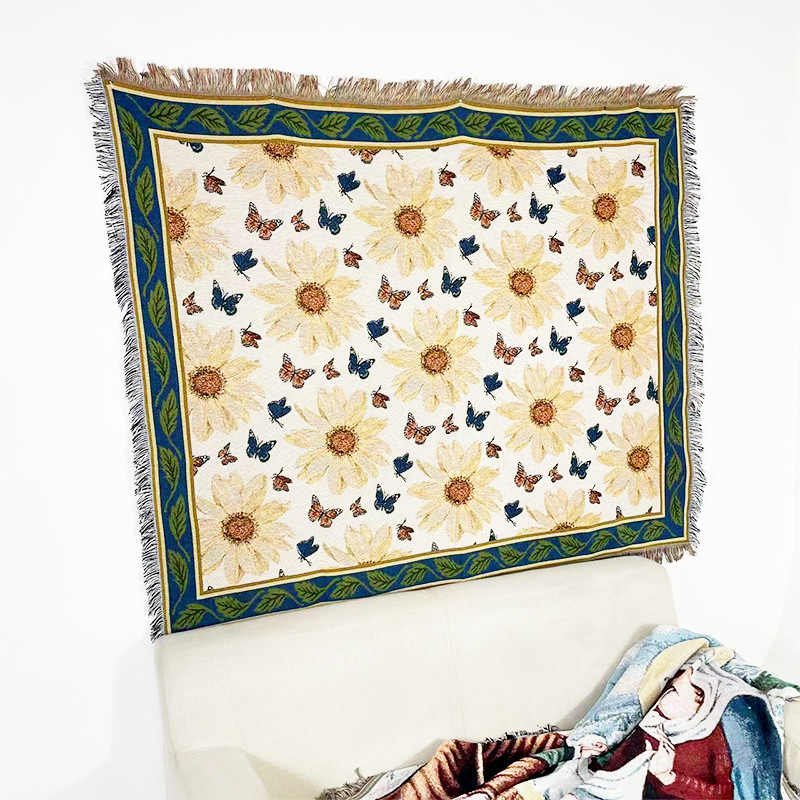 Hangzhou MuYu Sofa Blanket Everyday Floral All-Season Universal Blanket Office Nap Blanket Camping Blanket Picnic Mat