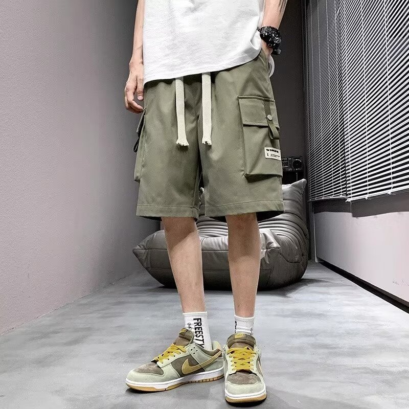 Men's Summer Ice Silk Thin Loose Quick-Dry Cargo Shorts Trendy American Style Casual Shorts