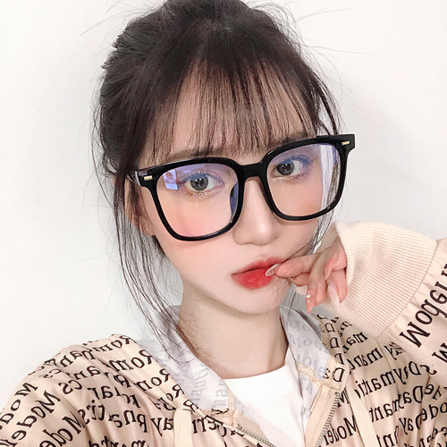 Natural beauty glasses with transparent frames in Korean style, Instagram-inspired, large frames suitable for myopia correction, unisex trendy, blue light protection