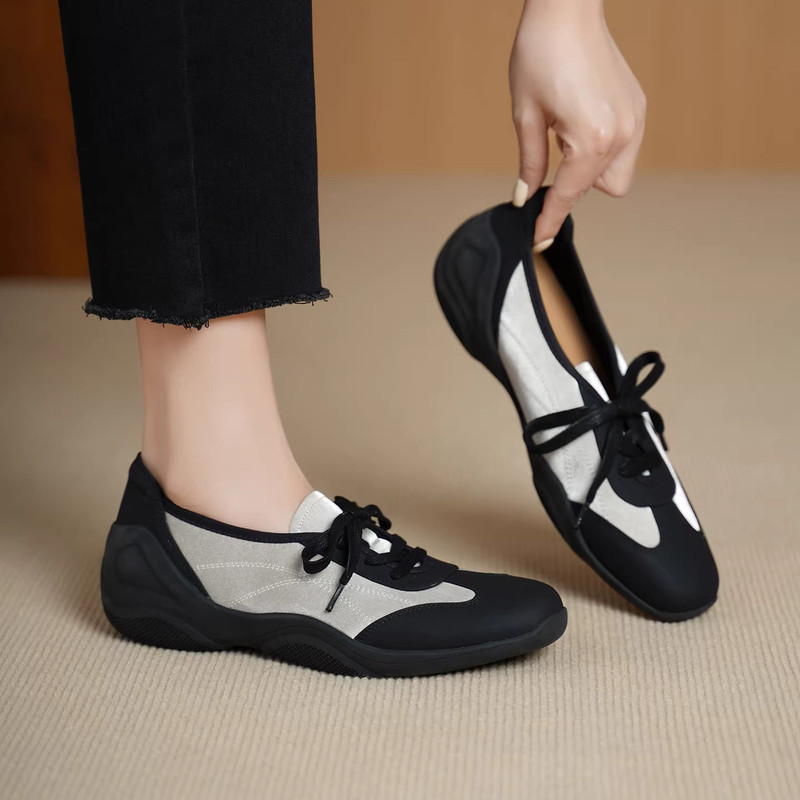 Spring and autumn soft-soled color-block casual loafers for women, new sports-style shoes with thick soles that don't tire the feet, German training shoes for women