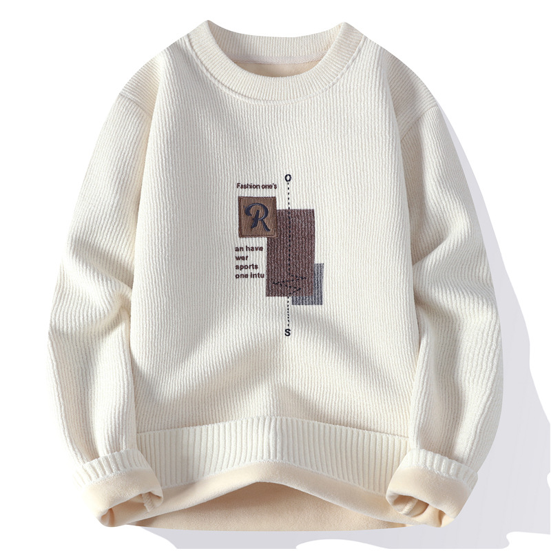 Una camiseta de terciopelo de cuello redondo para hombres otoño y invierno con camiseta de terciopelo de oro para hombres.