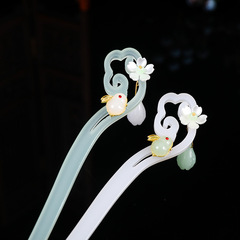 髮簪古風漢服旗袍配飾祥雲簪子仿玉髮飾髮釵醋酸簡約盤髮釵批發