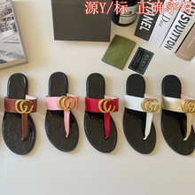 欧美跨境夹脚拖鞋女外穿夏季印花夹趾拖鞋度假沙滩凉鞋外贸T字拖
