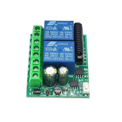 DC6V-30V wide voltage 2-way control switch motor forward and reverse telescopic rod remote control switch LED light control 433M