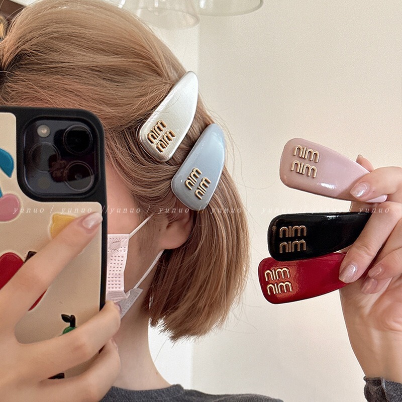 Ins Blogger's Same Style High-End Leather Forehead Fringe Hair Clip Side Bangs Clip Summer Colorful Bb Clip for Women